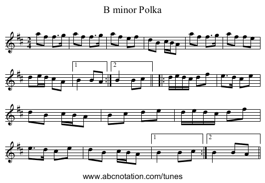 B minor Polka - staff notation
