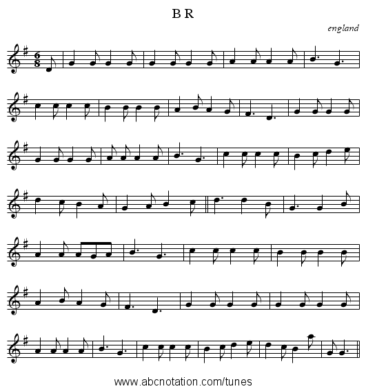 B R - staff notation