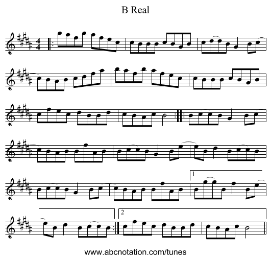 B Real - staff notation