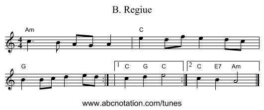 B. Regiue - staff notation