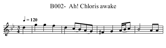 B002-  Ah! Chloris awake - staff notation