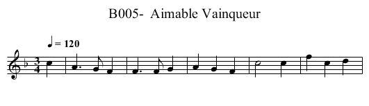 B005-  Aimable Vainqueur - staff notation
