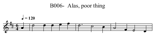 B006-  Alas, poor thing - staff notation