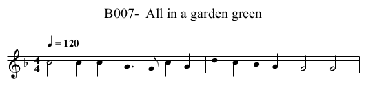 B007-  All in a garden green - staff notation