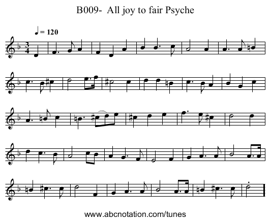 B009-  All joy to fair Psyche - staff notation