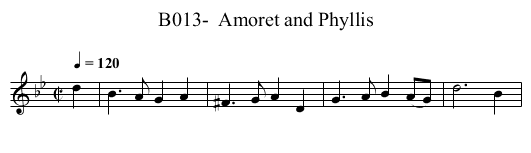 B013-  Amoret and Phyllis - staff notation