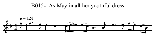 B015-  As May in all her youthful dress - staff notation