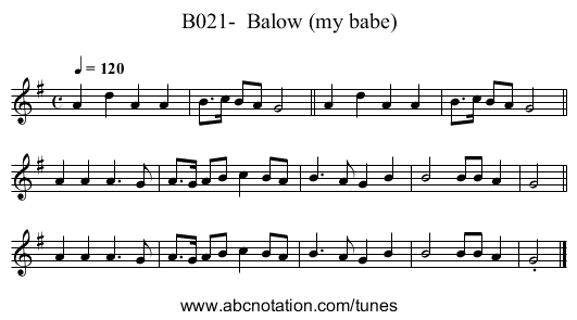 B021-  Balow (my babe) - staff notation