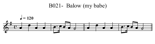 B021-  Balow (my babe) - staff notation