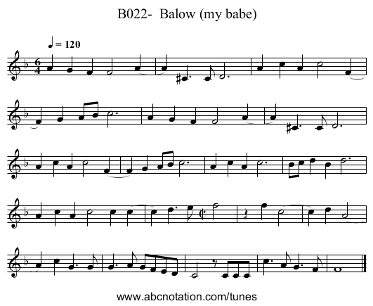 B022-  Balow (my babe) - staff notation