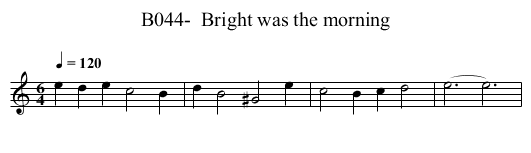 B044-  Bright was the morning - staff notation