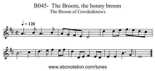B045-  The Broom, the bonny broom - staff notation