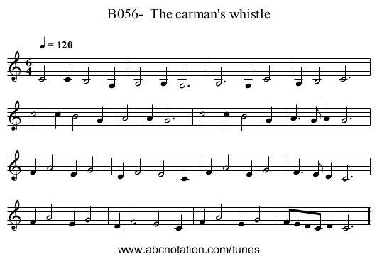 B056-  The carman's whistle - staff notation