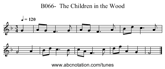 B066-  The Children in the Wood - staff notation