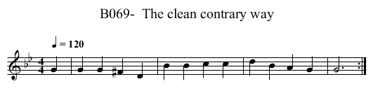 B069-  The clean contrary way - staff notation