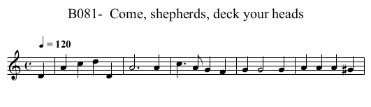 B081-  Come, shepherds, deck your heads - staff notation