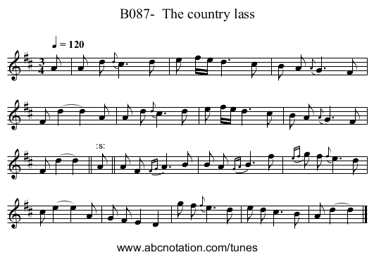 B087-  The country lass - staff notation