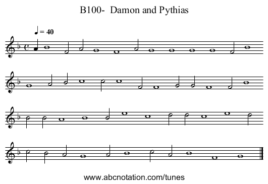 B100-  Damon and Pythias - staff notation
