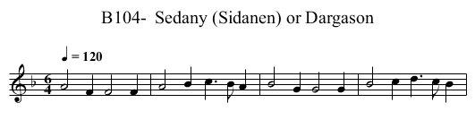 B104-  Sedany (Sidanen) or Dargason - staff notation