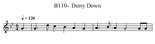 B110-  Derry Down - staff notation