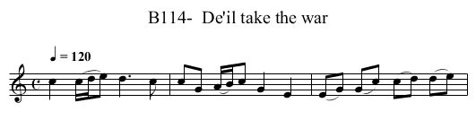 B114-  De'il take the war - staff notation