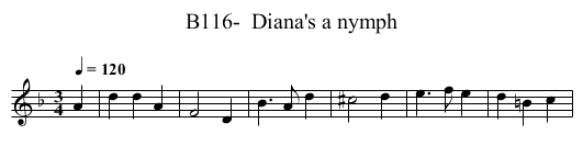 B116-  Diana's a nymph - staff notation