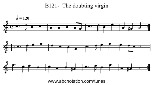 B121- The doubting virgin - staff notation