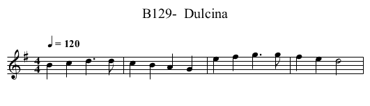 B129-  Dulcina - staff notation
