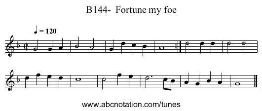 B144- Fortune my foe - staff notation