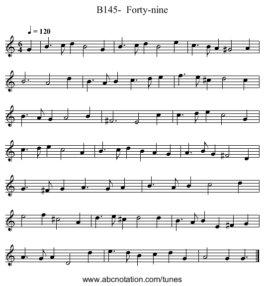 B145- Forty-nine - staff notation