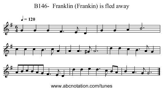 B146-  Franklin (Frankin) is fled away - staff notation