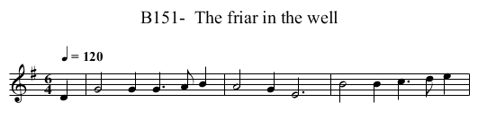 B151-  The friar in the well - staff notation