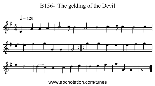 B156-  The gelding of the Devil - staff notation