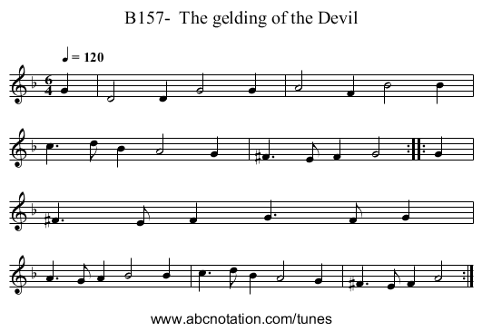 B157-  The gelding of the Devil - staff notation