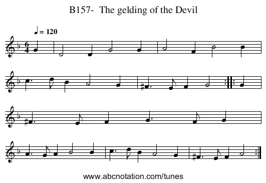 B157- The gelding of the Devil - staff notation