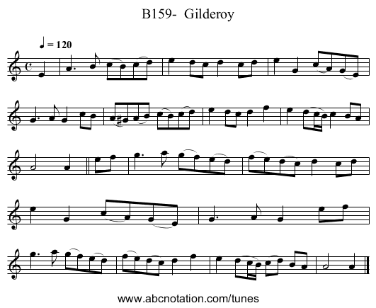 B159-  Gilderoy - staff notation