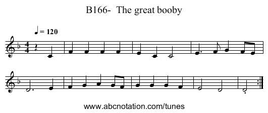 B166-  The great booby - staff notation