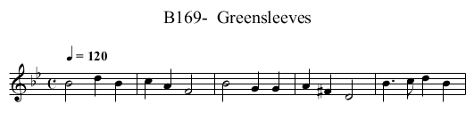 B169-  Greensleeves - staff notation
