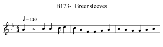 B173-  Greensleeves - staff notation