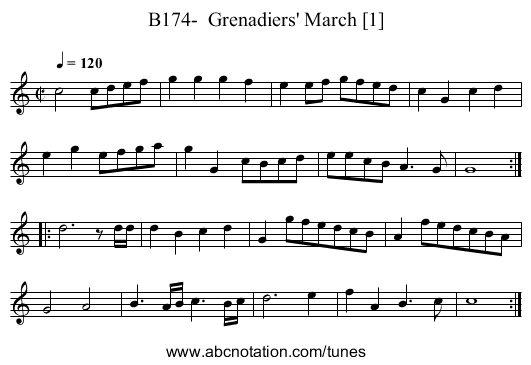 B174-  Grenadiers' March [1] - staff notation