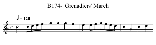 B174-  Grenadiers' March - staff notation