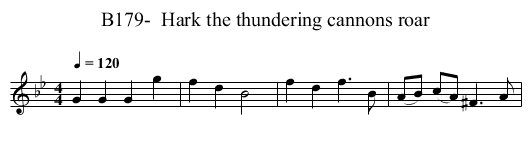 B179-  Hark the thundering cannons roar - staff notation