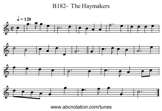 B182- The Haymakers - staff notation
