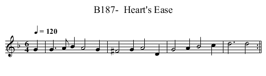 B187-  Heart's Ease - staff notation