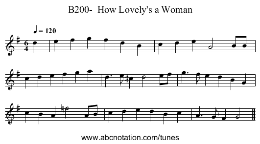 B200-  How Lovely's a Woman - staff notation
