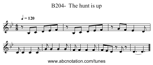 B204-  The hunt is up - staff notation