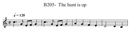 B205-  The hunt is up - staff notation