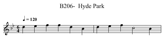 B206-  Hyde Park - staff notation