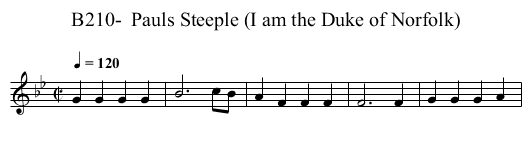 B210-  Pauls Steeple (I am the Duke of Norfolk) - staff notation