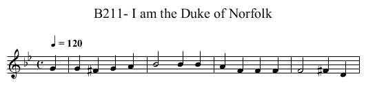B211- I am the Duke of Norfolk - staff notation